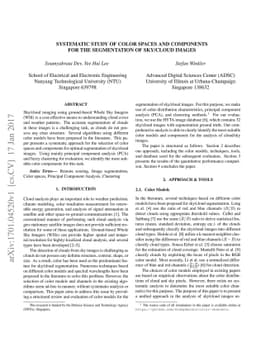 Systematic study of color spaces and components for the segmentation of
  sky/cloud images