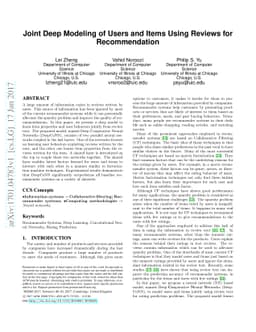 Joint Deep Modeling of Users and Items Using Reviews for Recommendation
