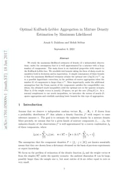 Optimal Kullback-Leibler Aggregation in Mixture Density Estimation by
  Maximum Likelihood