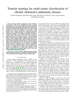 Transfer learning for multi-center classification of chronic obstructive
  pulmonary disease