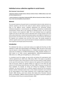 Individual versus collective cognition in social insects