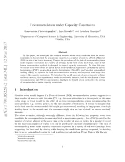 Recommendation under Capacity Constraints