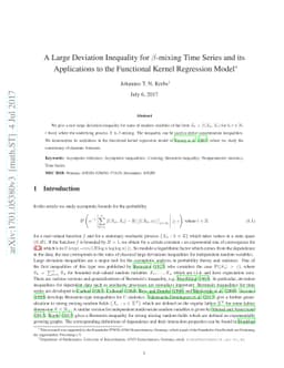 A Large Deviation Inequality for $β$-mixing Time Series and its
  Applications to the Functional Kernel Regression Model