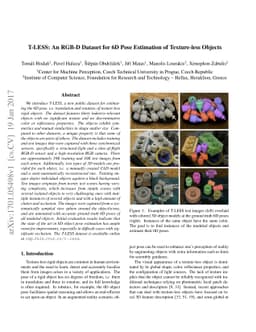 T-LESS: An RGB-D Dataset for 6D Pose Estimation of Texture-less Objects