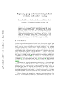 Improving grasp performance using in-hand proximity and contact sensing