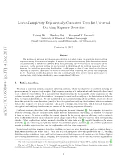Linear-Complexity Exponentially-Consistent Tests for Universal Outlying
  Sequence Detection