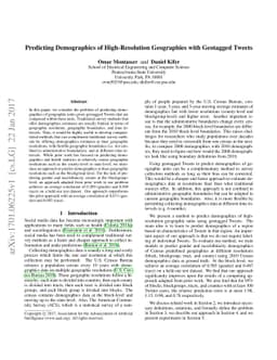 Predicting Demographics of High-Resolution Geographies with Geotagged
  Tweets