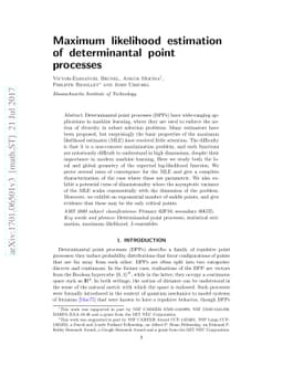 Maximum likelihood estimation of determinantal point processes