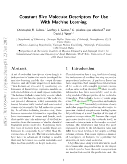 Constant Size Molecular Descriptors For Use With Machine Learning