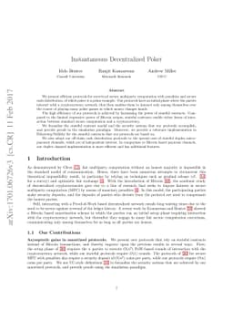 Instantaneous Decentralized Poker