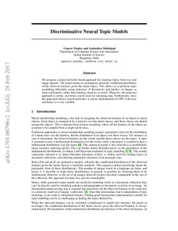 Discriminative Neural Topic Models