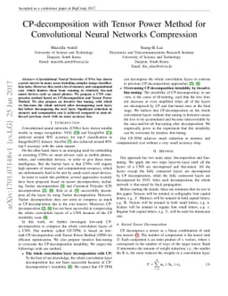 CP-decomposition with Tensor Power Method for Convolutional Neural
  Networks Compression