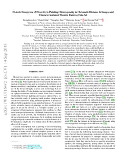 Historic Emergence of Diversity in Painting: Heterogeneity in Chromatic
  Distance in Images and Characterization of Massive Painting Data Set