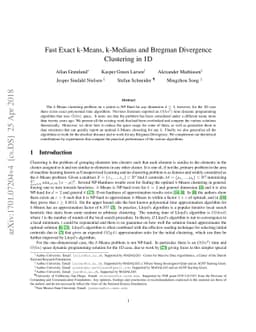 Fast Exact k-Means, k-Medians and Bregman Divergence Clustering in 1D