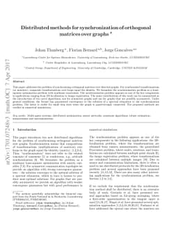 Distributed methods for synchronization of orthogonal matrices over
  graphs
