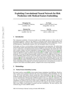 Exploiting Convolutional Neural Network for Risk Prediction with Medical
  Feature Embedding