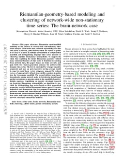 Riemannian-geometry-based modeling and clustering of network-wide
  non-stationary time series: The brain-network case