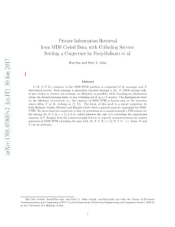 Private Information Retrieval from MDS Coded Data with Colluding
  Servers: Settling a Conjecture by Freij-Hollanti et al.