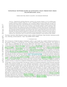 Nonlinear network-based quantitative trait prediction from
  transcriptomic data