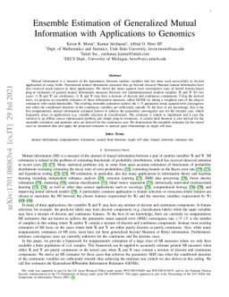 Ensemble Estimation of Generalized Mutual Information with Applications
  to Genomics