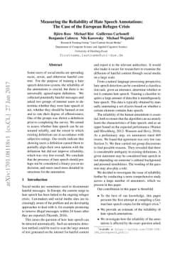 Measuring the Reliability of Hate Speech Annotations: The Case of the
  European Refugee Crisis