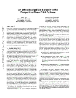 An Efficient Algebraic Solution to the Perspective-Three-Point Problem