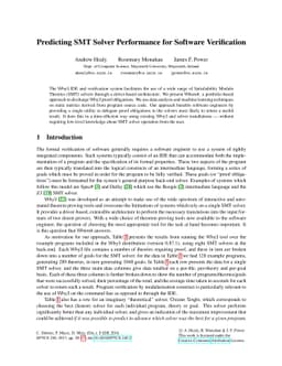 Predicting SMT Solver Performance for Software Verification