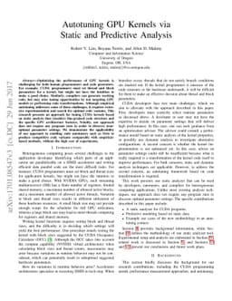 Autotuning GPU Kernels via Static and Predictive Analysis