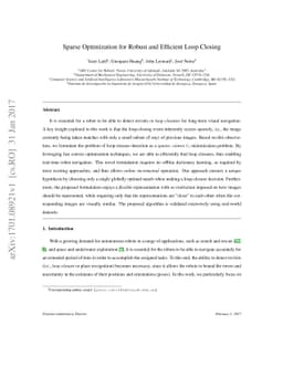 Sparse Optimization for Robust and Efficient Loop Closing