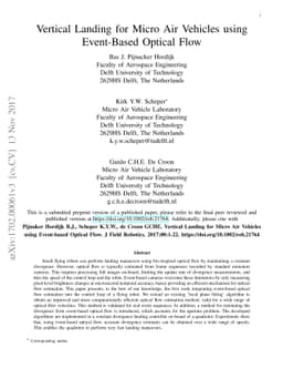 Vertical Landing for Micro Air Vehicles using Event-Based Optical Flow