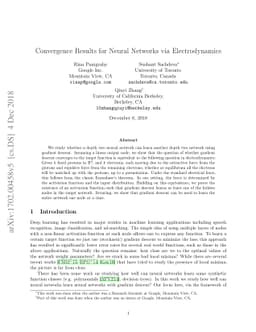 Convergence Results for Neural Networks via Electrodynamics