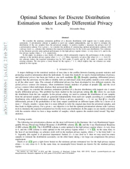 Optimal Schemes for Discrete Distribution Estimation under Locally
  Differential Privacy