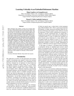 Learning Criticality in an Embodied Boltzmann Machine