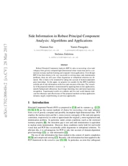 Side Information in Robust Principal Component Analysis: Algorithms and
  Applications