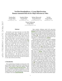 YouTube-BoundingBoxes: A Large High-Precision Human-Annotated Data Set
  for Object Detection in Video