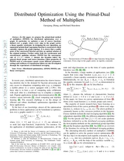 Distributed Optimization Using the Primal-Dual Method of Multipliers