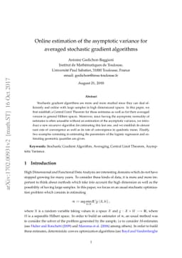 Online estimation of the asymptotic variance for averaged stochastic
  gradient algorithms