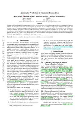 Automatic Prediction of Discourse Connectives