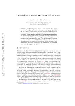 An analysis of Bitcoin OP_RETURN metadata
