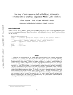 Learning of state-space models with highly informative observations: a
  tempered Sequential Monte Carlo solution