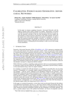 Calibrating Energy-based Generative Adversarial Networks