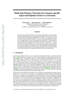 Multi-task memory networks for category-specific aspect and opinion
  terms co-extraction