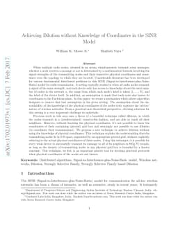 Achieving Dilution without Knowledge of Coordinates in the SINR Model