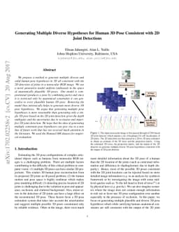 Generating Multiple Diverse Hypotheses for Human 3D Pose Consistent with
  2D Joint Detections