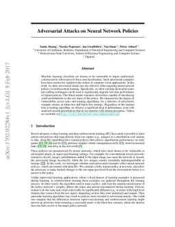 Adversarial Attacks on Neural Network Policies