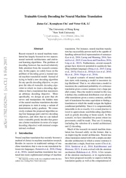 Trainable Greedy Decoding for Neural Machine Translation