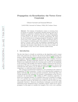 Propagation via Kernelization: The Vertex Cover Constraint