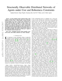 Structurally Observable Distributed Networks of Agents under Cost and
  Robustness Constraints