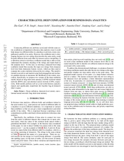 Character-level Deep Conflation for Business Data Analytics
