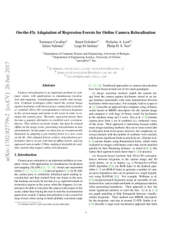 On-the-Fly Adaptation of Regression Forests for Online Camera
  Relocalisation